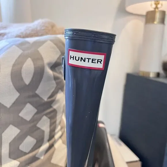 Women’s Slate Blue Hunter Tall Rain Boots Size 8 - Picture 4 of 6